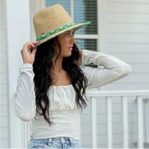 Sun N Sea Lilly Pulitzer Style Raffia Straw Beach Hat OS